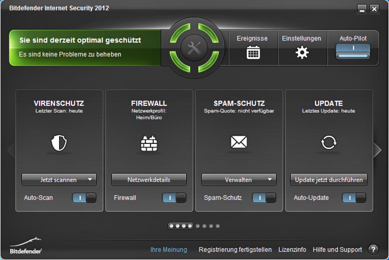 [31/10/2011] Platz 01: BitDefender Internet Security 2012 - Malware-Schutz: 6,0 Punkte; Malware-Entfernung: 5,0 Punkte; Performance/Bedienung: 5,5 Punkte; Summe: 16,5 Punkte - Im PCGH-Preisvergleich suchen