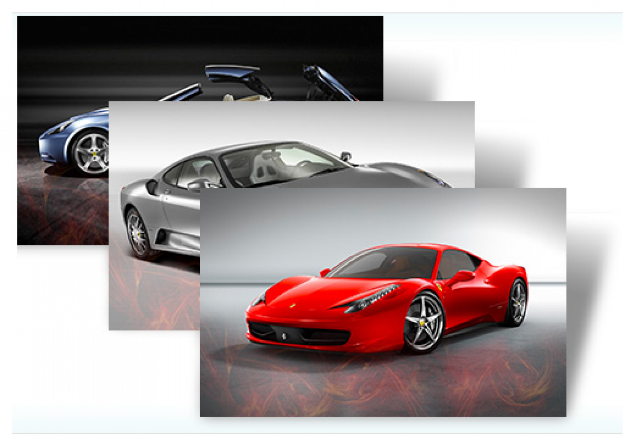 [13/10/2011] Schnell, schön und teuer: Drei Ferraris im Windows-Theme mit passenden Fenstern in sattem rot. Download