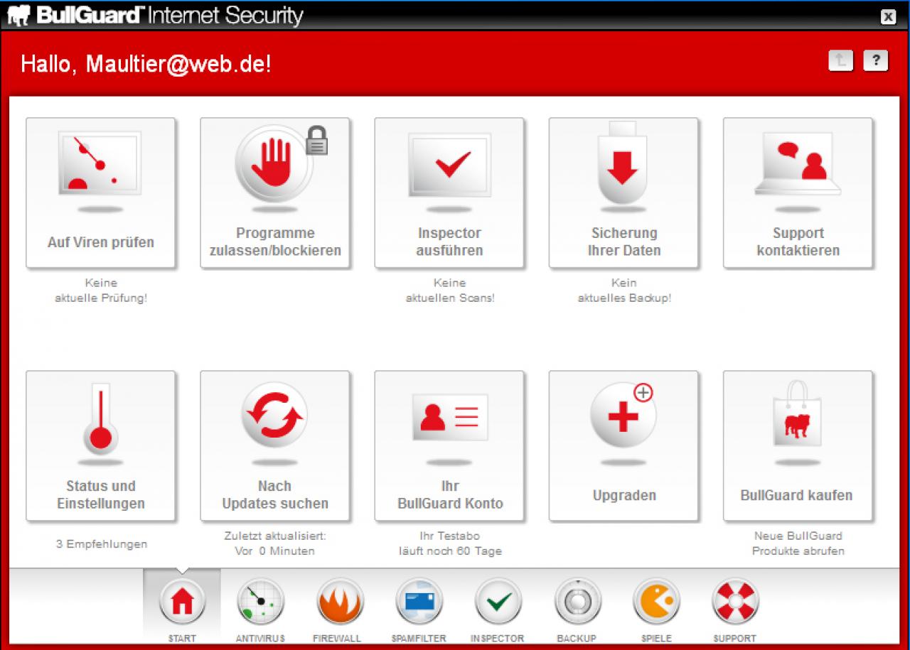 [31/10/2011] Platz 14: BullGuard Internet Security 10 - Malware-Schutz: 4,5 Punkte; Malware-Entfernung: 3,0 Punkte; Performance/Bedienung: 4,5 Punkte; Summe: 12,0 Punkte - Im PCGH-Preisvergleich suchen