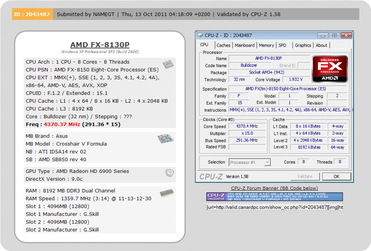 [13/10/2011] AMD Bulldozer: FX-8150 ES mit 8 GHz auf allen Kernen (2)