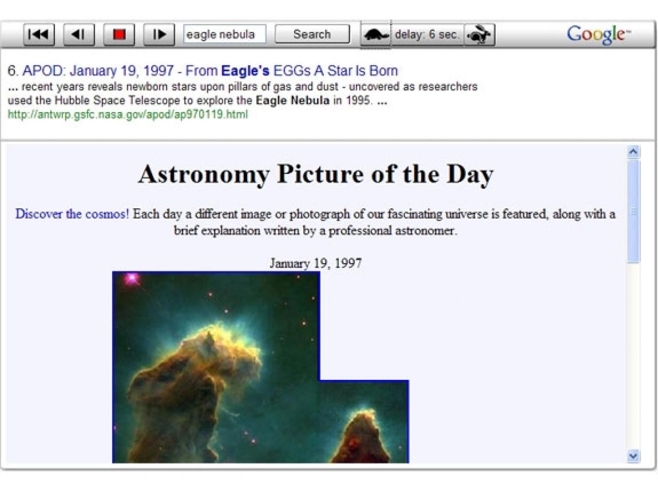 [18/10/2011] Google Viewer - Webseiten-Suchergebnisse als Diashow? Konnte sich ebenfalls nicht durchsetzen. 