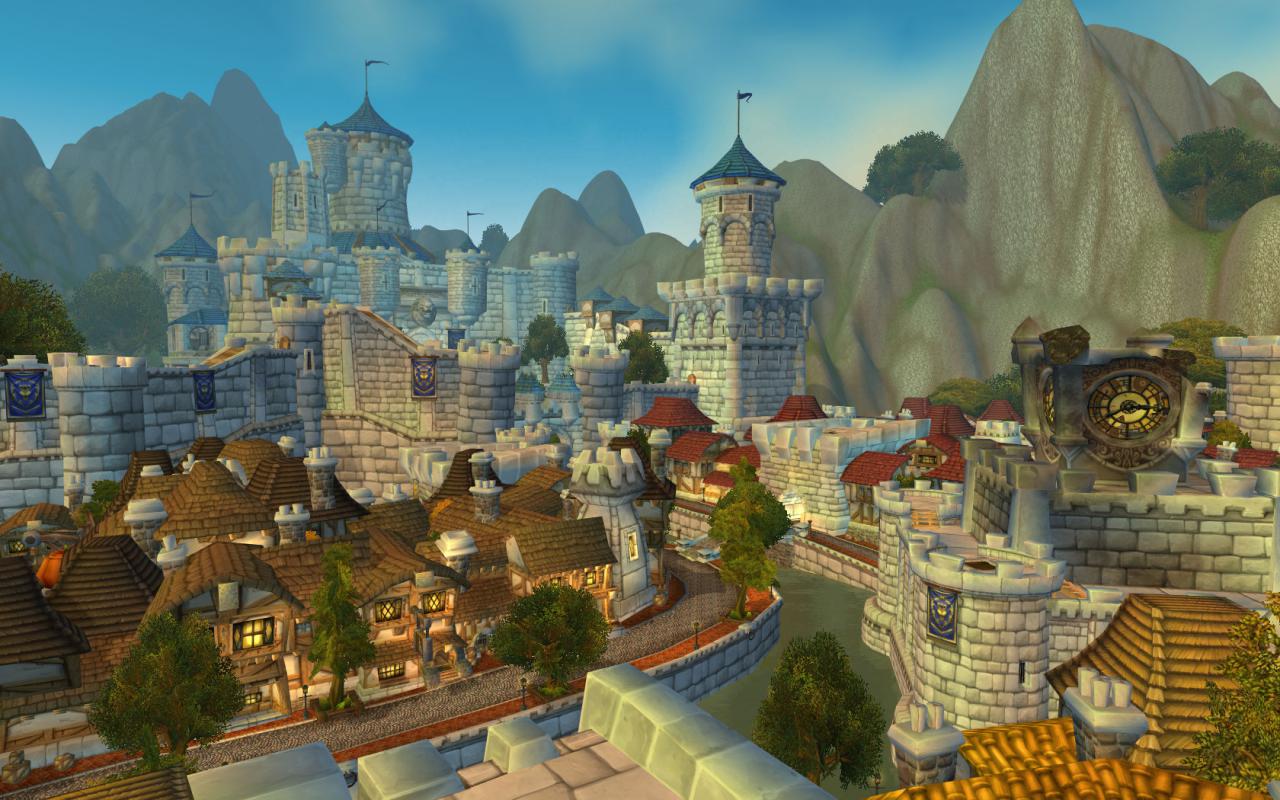 [21/10/2011] Die Grafik von World of Warcraft mag nicht unbedingt die aktuellste sein. Städte und Landschaften wie hier Stormwind, sind aber dennoch stimmungsvoll inszeniert. (0 Punkte)