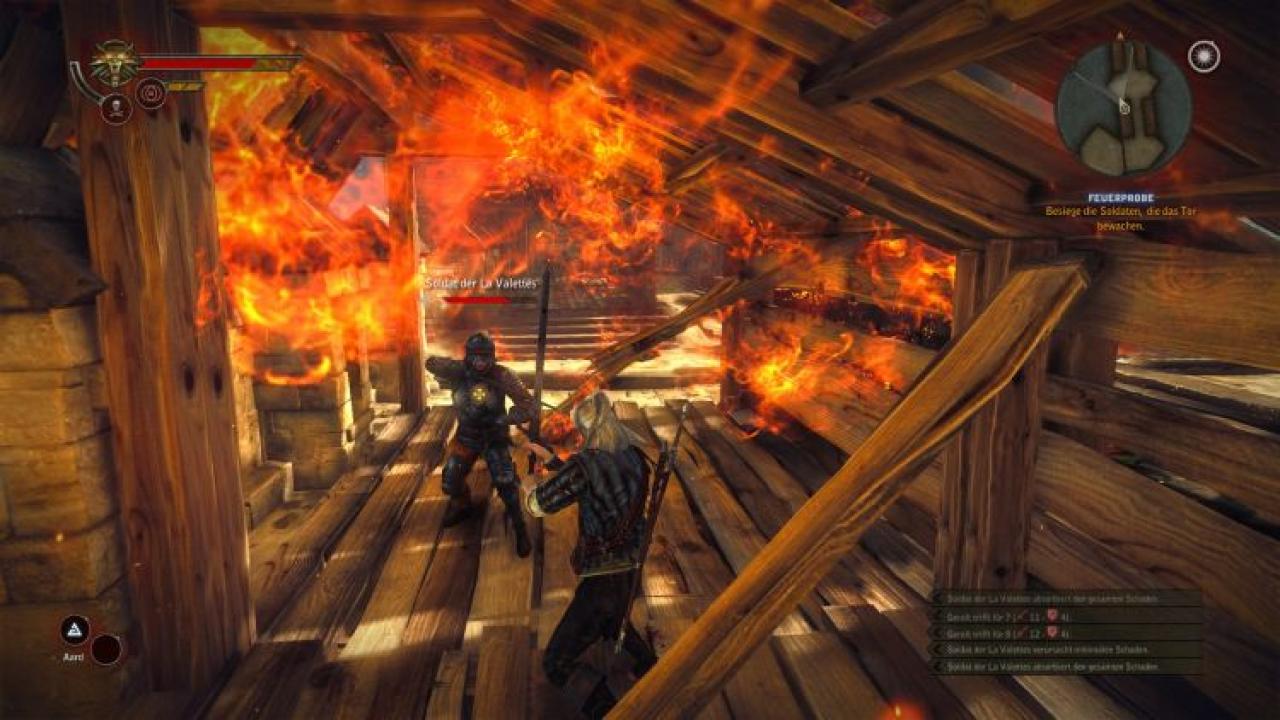 [21/10/2011] Wir suchten das derzeit wohl schönste Rollenspiel Witcher 2. Das Bild ist aus einer der ersten Spielszenen, in der Sie vor einem Drachen in Deckung gehen müssen. (0 Punkte)