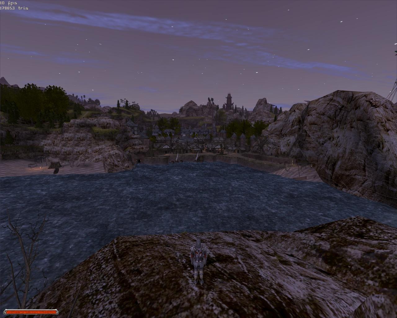 [25/10/2011] Gothic 2 (2002) + Die Nacht des Raben (2003): Eine der hardwareforderndsten Stellen des Spiels. Ein Athlon XP mit 2,5 (echten) Gigahertz erreicht hier nicht einmal 10 Fps.