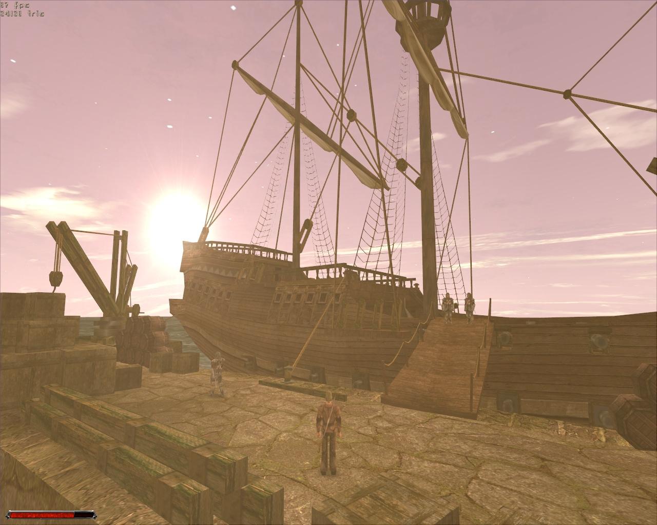 [25/10/2011] Gothic 2 (2002) + Die Nacht des Raben (2003): Am Hafen gibt's nicht nur Schiffe, sondern auch eine hübsche Sonne, leichte Mädchen und niedrige Fps.
