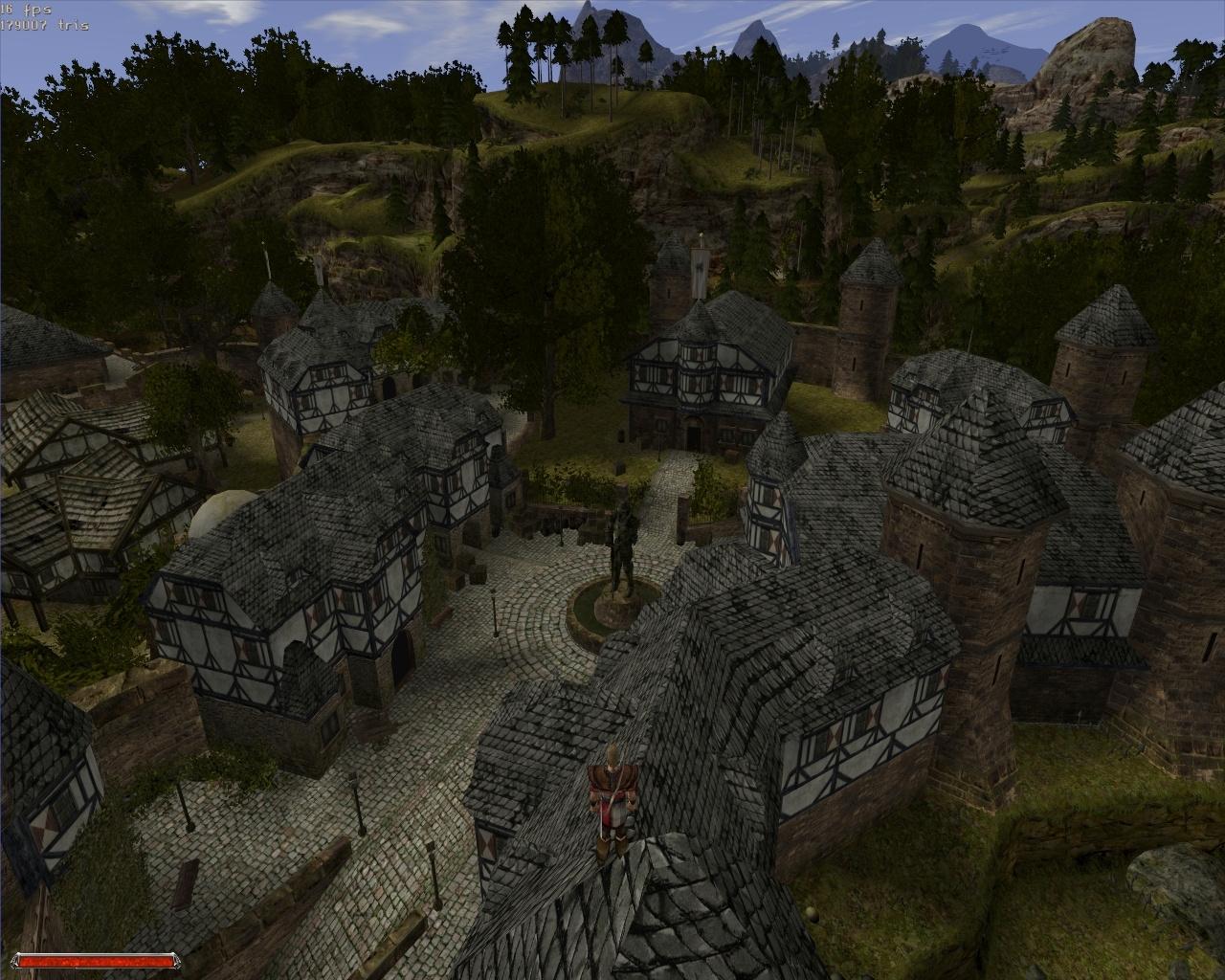 [25/10/2011] Gothic 2 (2002) + Die Nacht des Raben (2003): Blick auf das obere Viertel der erlauchten Khorinisbewohner - hier können geschickte Diebe ordentlich Krempel abstauben.