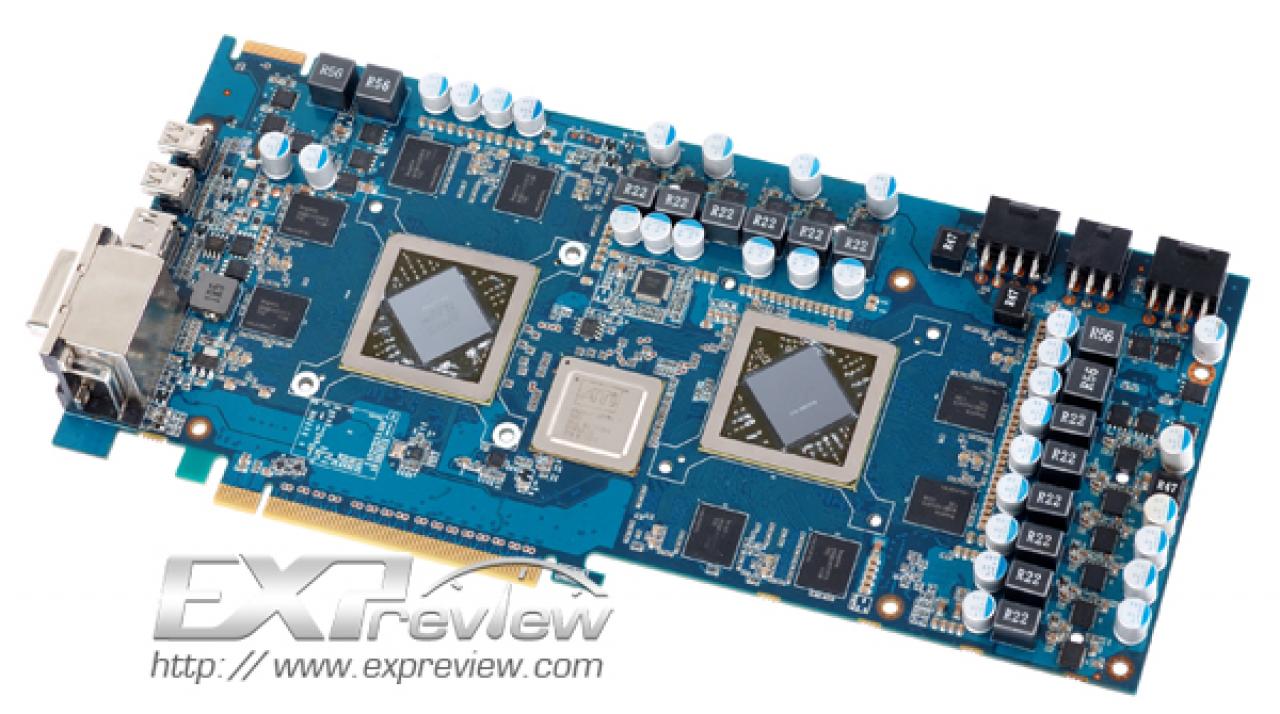 [21/10/2011] Yeston R6950X2: Dabei handelt es sich um ein Eigendesign mit zwei Cayman-Chips vom Typ HD 6950. Die Karte verfügt über ein blaues PCB und stellte jedem Grafikchip einen GiB VRAM bereit.