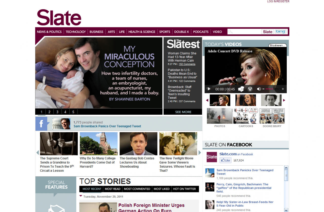 [29/11/2011] Das Online-Magazin Slate, das man recht ambitioniert aus der Taufe hob, wurde wieder verkauft. Dem MSN half es nicht aus seinem Schattendasein.