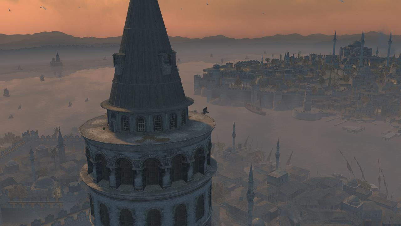 [29/11/2011] Die Aussicht über Konstantinopel ist wieder einmal beeindruckend. Im Sonnenuntergang legt sich die Sonnenröte atmosphärisch über die Stadt.