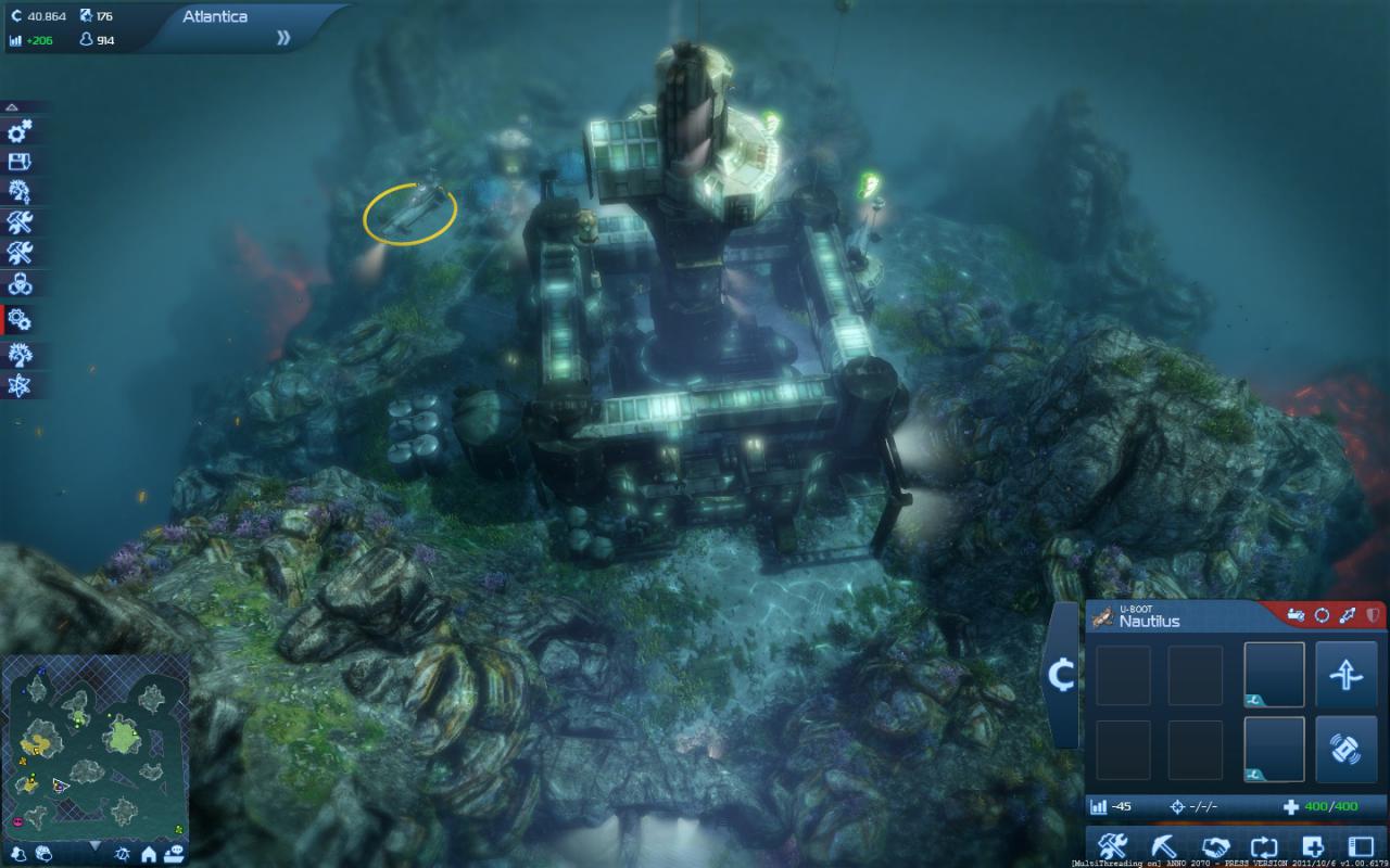 [01/11/2011] Neu bei Anno 2070 ist allerdings die Unterwasserwelt. Hier finden sich nicht nur Rohstoffe, die Sie nur nach dem Bündnis mit den Techs abbauen können, sondern auch einige NPCs scheinen sich hierher verirrt zu haben.