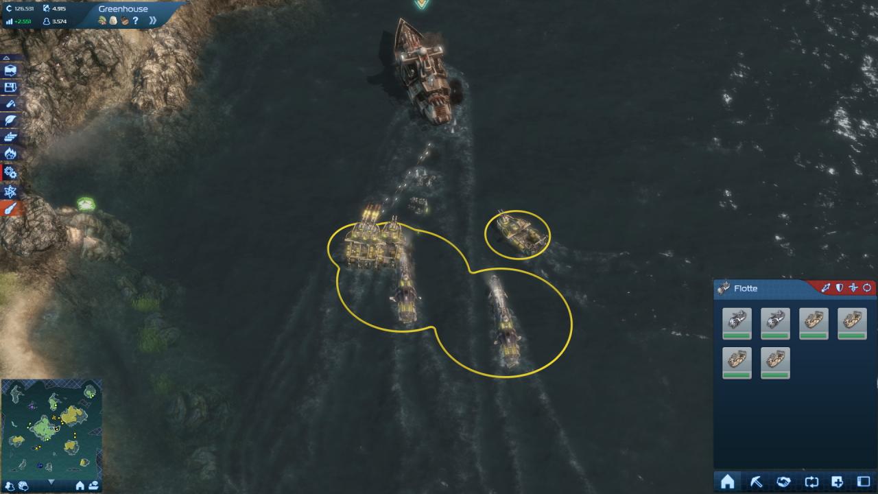 [16/11/2011] Auch in Sachen Militär tut sich etwas: Diese vier Kriegsschiffe und zwei U-Boote nehmen einen feindlichen Zerstörer ins Visier.
