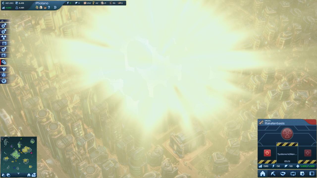 [16/11/2011] Beim Aufprall der Rakete ist der Bildschirm erst einmal mit Licht geflutet...