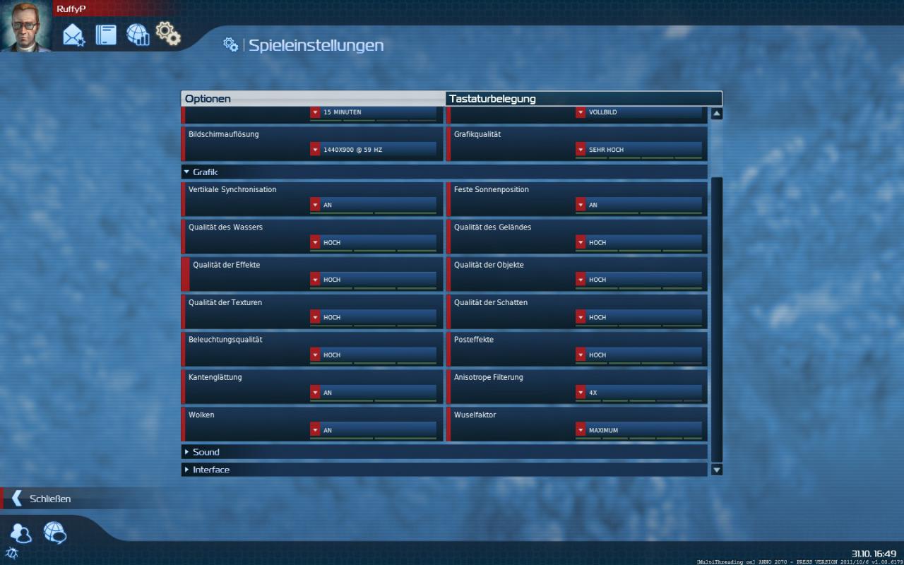 [03/11/2011] Anno 2070 Einstellungen Sehr Hoch