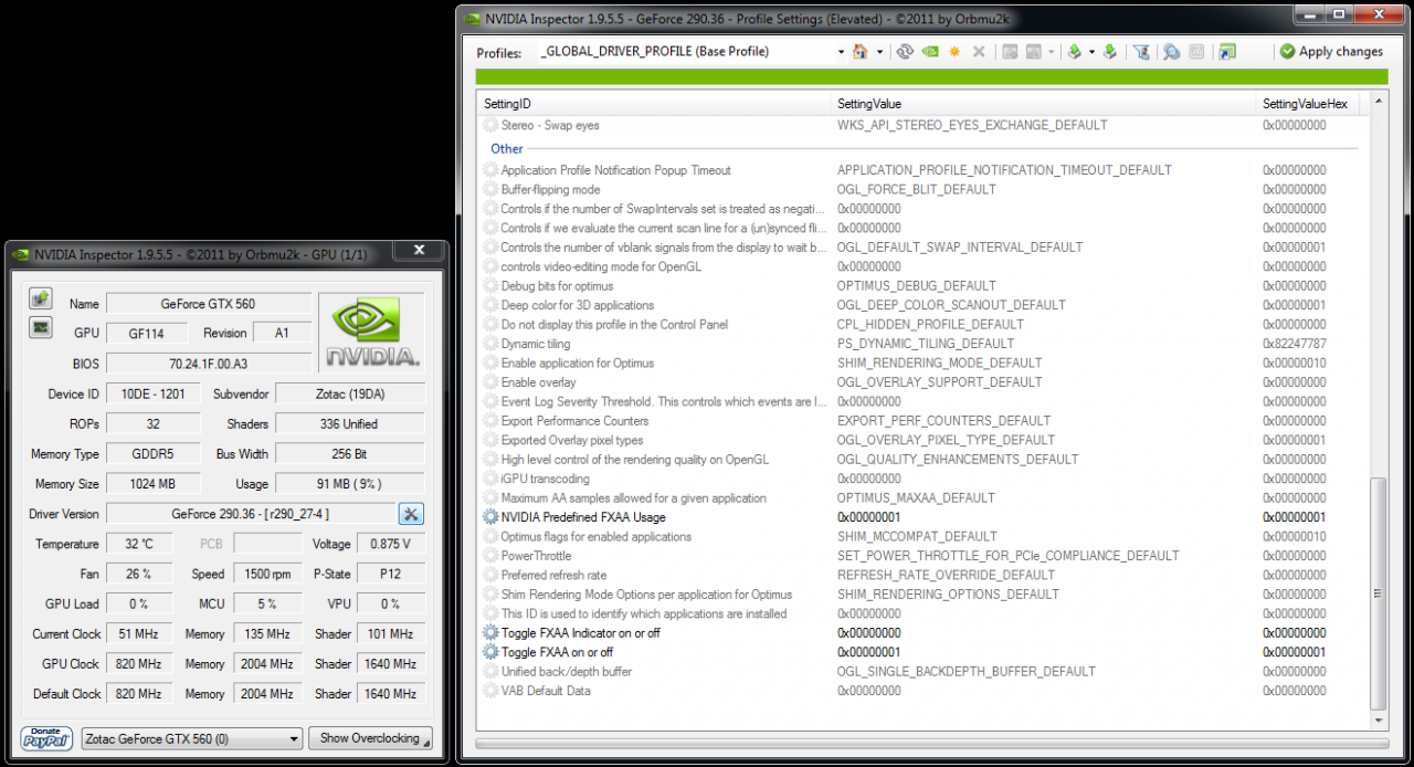 [29/11/2011] Geforce 290.36 + Nvidia Inspector: Damit aktivieren Sie FXAA