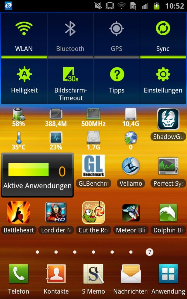 [25/11/2011] Dank der hohen Auflösung ist viel Platz für Widgets und App-Icons.