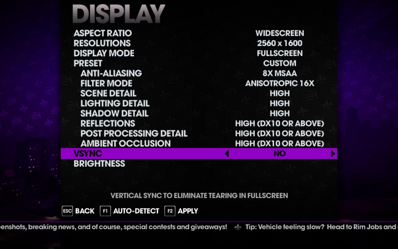 [14/11/2011] Saints Row The Third: Das Grafikmenü