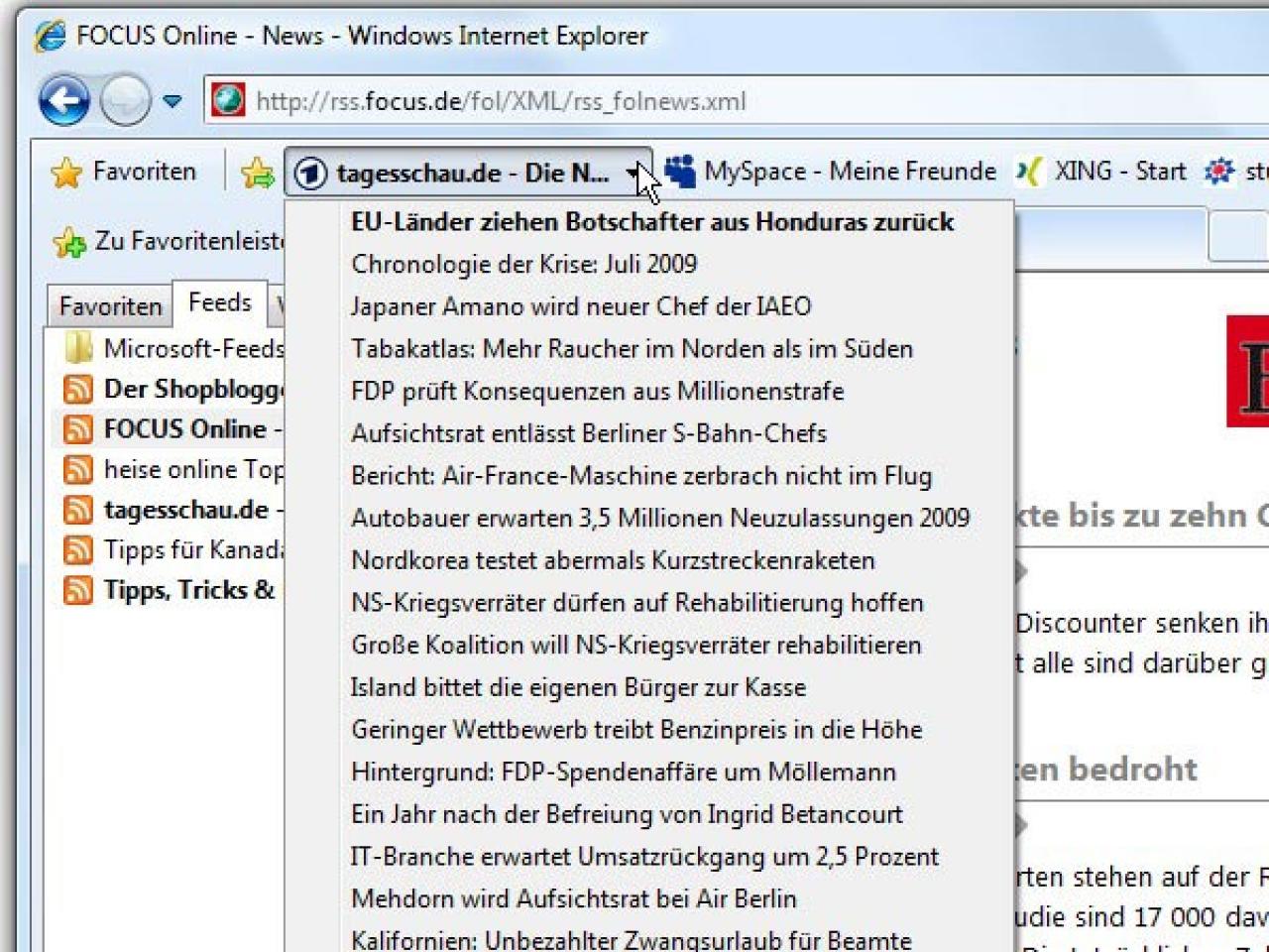 [22/11/2011] RSS-Feeds lassen sich aber auch über Browser wie den Internet Explorer abonnieren. 