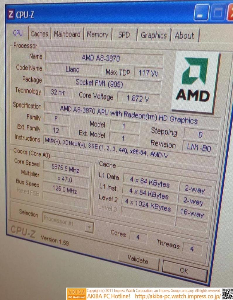 [30/12/2011] AMD A8-3870K: Llano mit offenem Multiplikator durch Flüssigstickstoff auf 5,88 GHz übertaktet. (2)