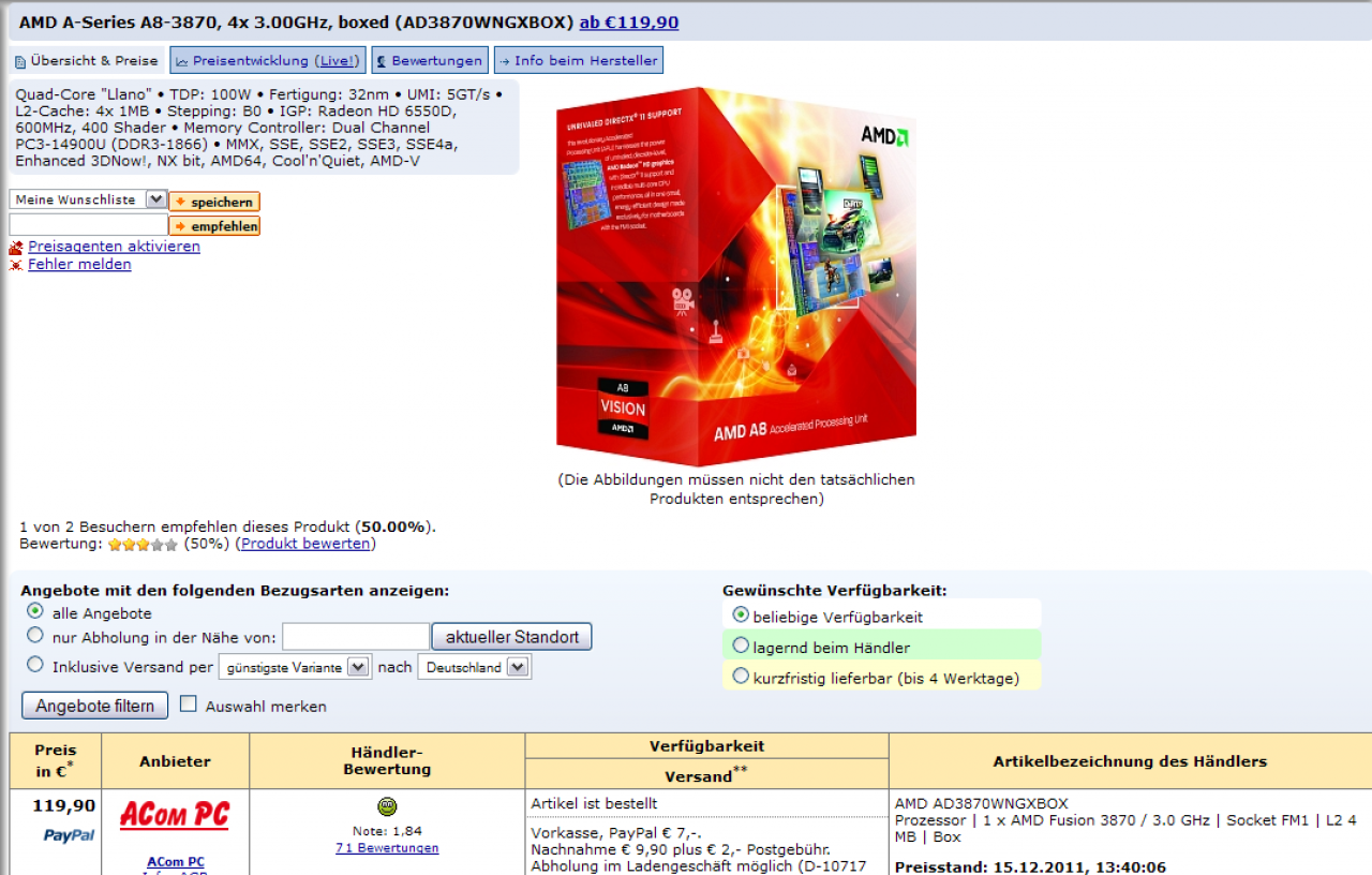 [15/12/2011] A8-3870K und A6-3670K ersetzen ihre Vorgänger plus AMD-Benchmarks und Listungen im Preisvergleich (4)