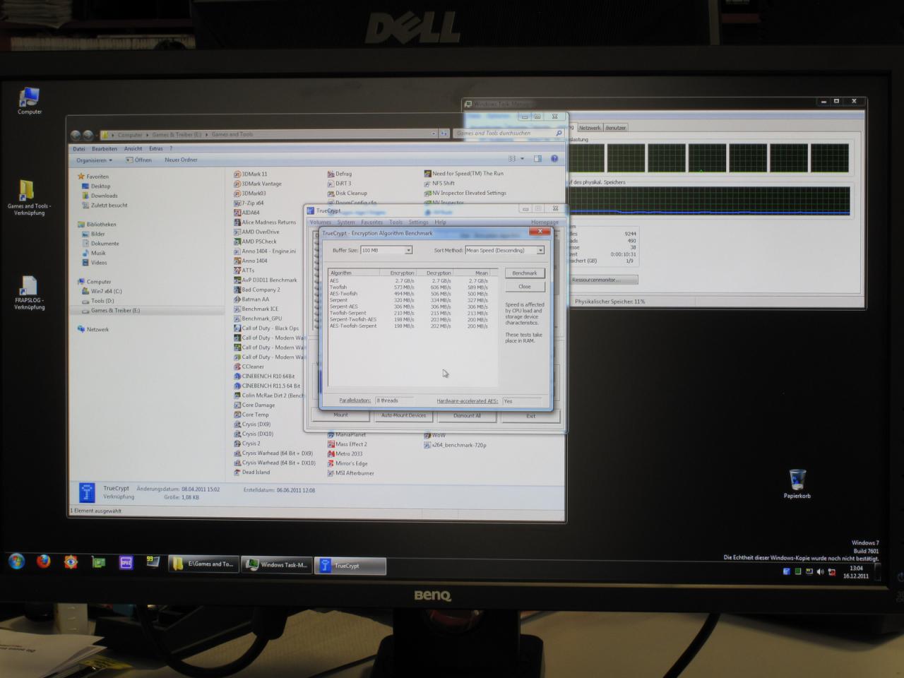 [16/12/2011] Sandy Bridge Extreme die Zweite, diesmal muss das Hochleistungs-Rechenwerk unter Marcs Regie den Truecrypt-Benchmark passieren - das ist doch mal was anderes wie immer der Bulldozer denkt sich der (Bench-) Mark.