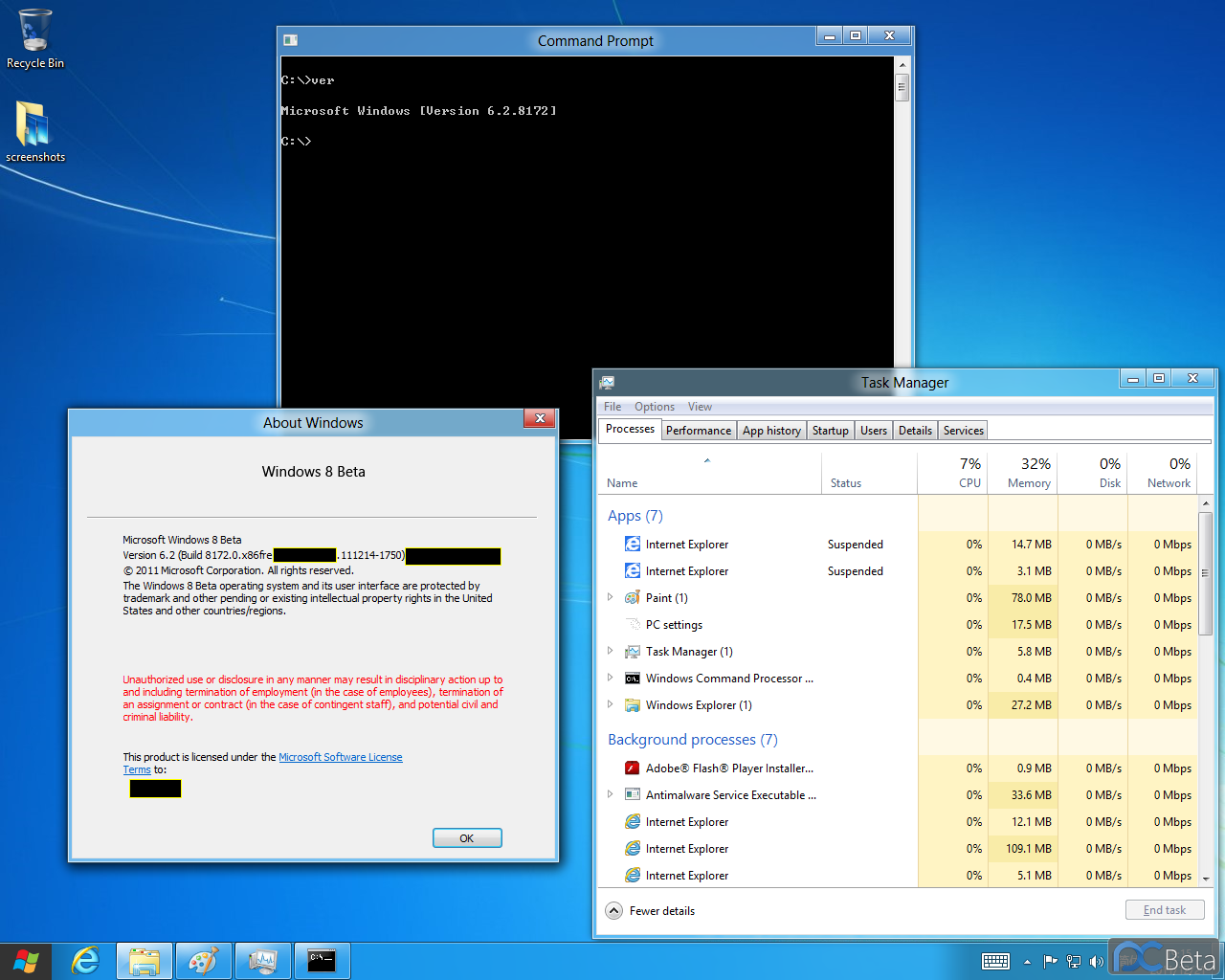 [26/12/2011] Windows 8: Screenshots von Build 8172 mit Taskmanager und Sidebar aufgetaucht (6)