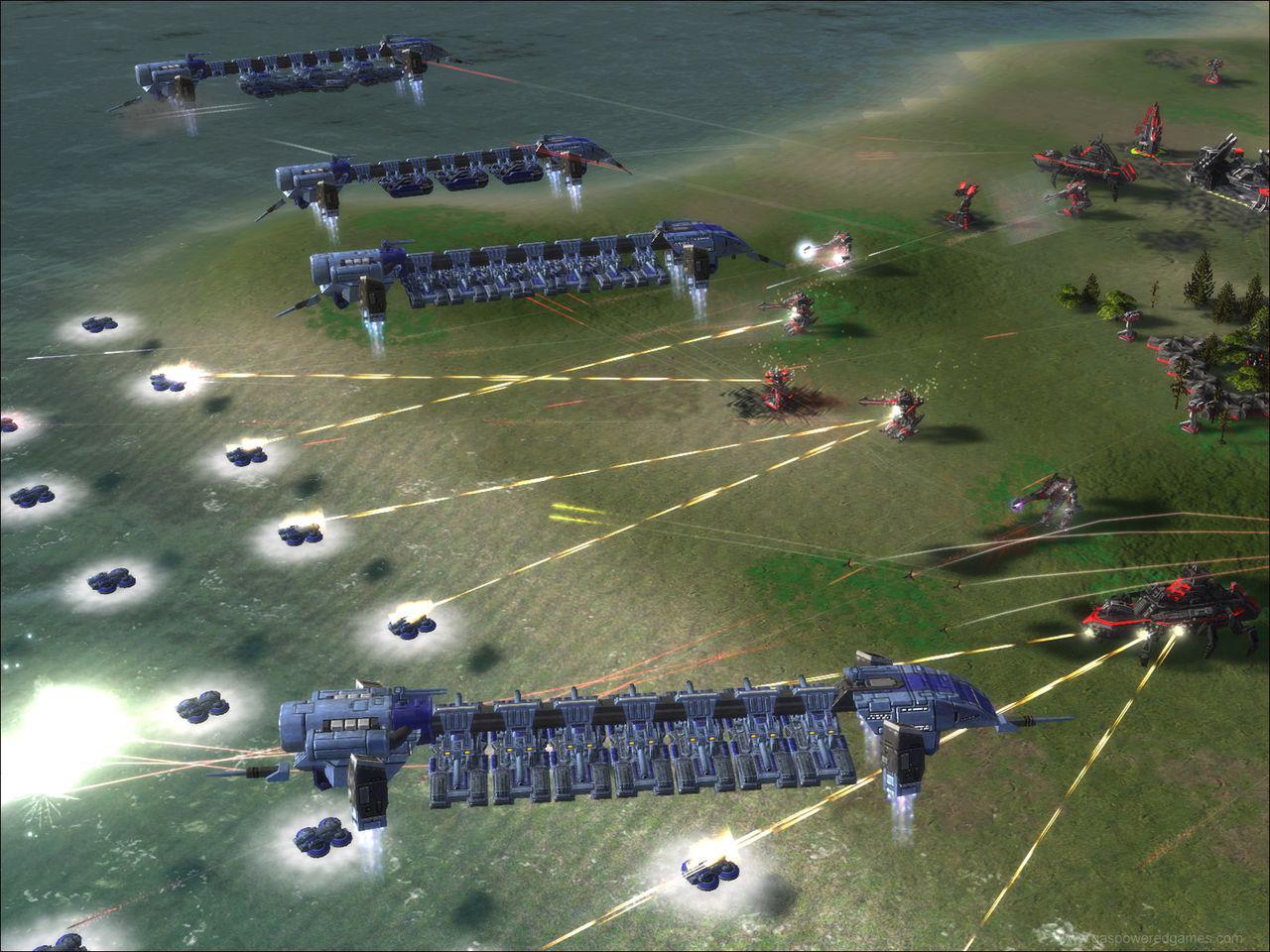[13/01/2012] 2007: Supreme Commander, Eigene Engine - Das Strategiespiel simuliert ein komplettes Schlachtfeld inklusive Höhenunterschieden, Ballistik, Geschwindigkeit von Einheiten und Projektilen