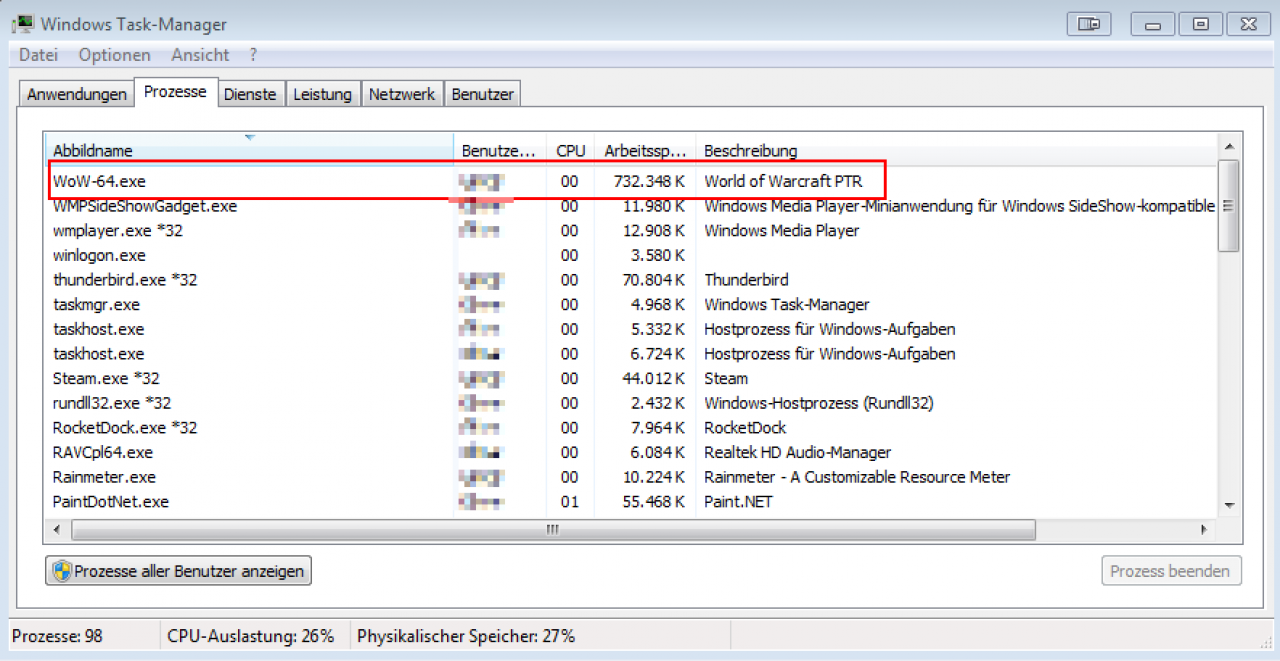 Speicherbedarf von World of Warcraft mit 64-Bit-Client