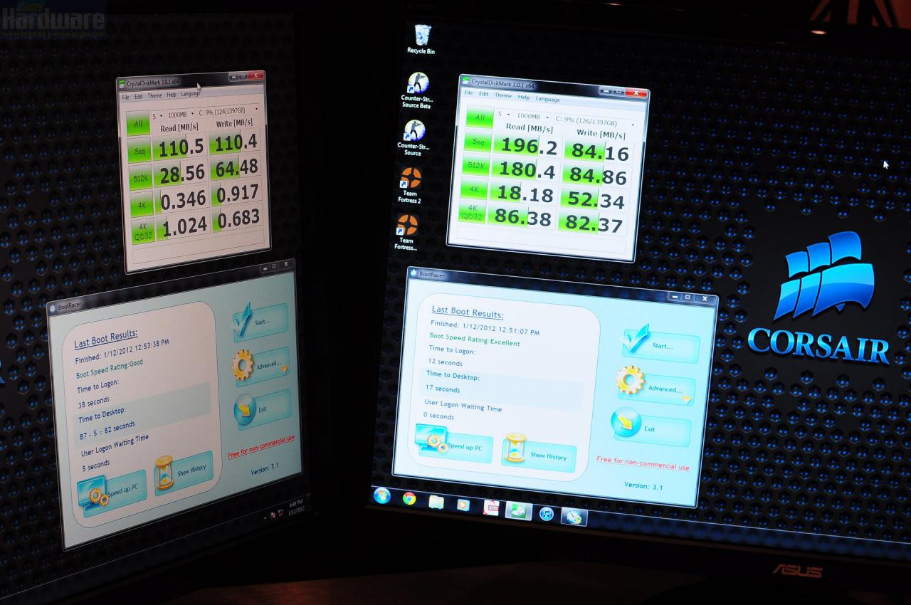 [13/01/2012] Accelerator-Benchmark: Crystal Diskmark und Boot-Racer.