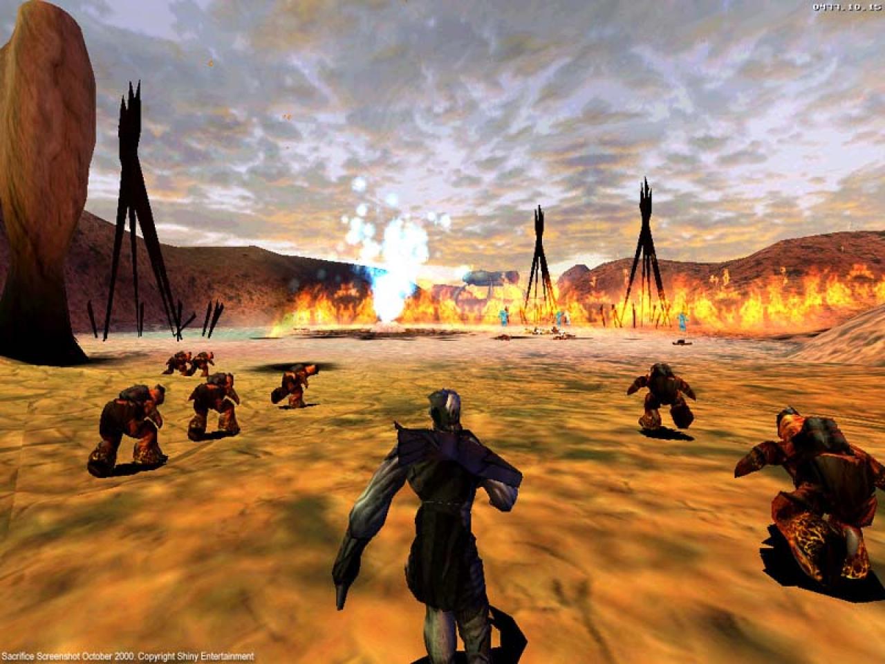 [21/01/2012] Sacrifice (2000): Als Zauberer treten Sie in diesem Titel gegen einen Widersacher an, um diesen mit Ihren beschworenen Kreaturen zu überwältigen. Manabrunnen sorgen für Nachschub, getötete Feinde bringen die heißersehnten Seelen.
