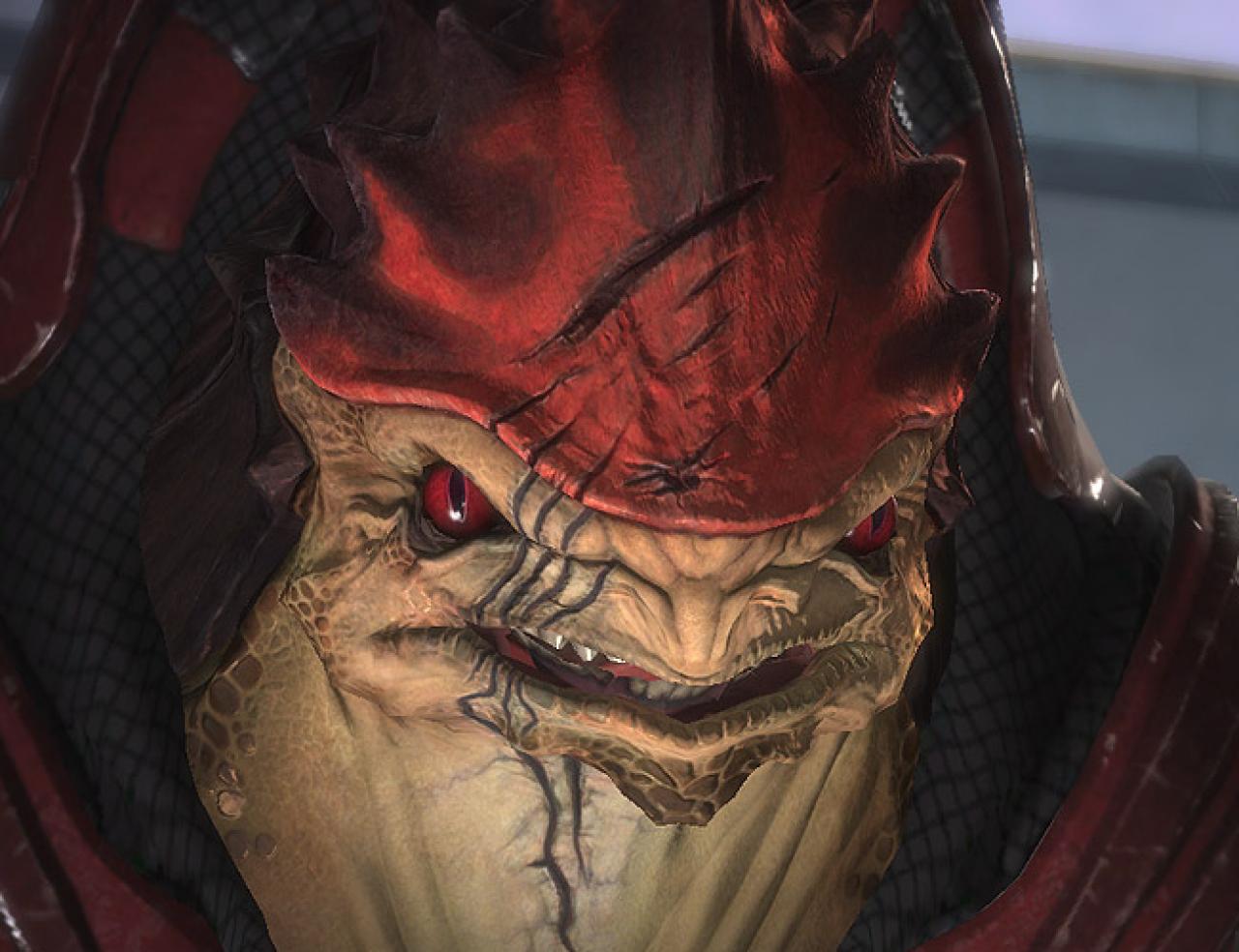 [17/01/2012] Urdnot Wrex: Wrex ist einer der interessantesten Charaktere in Mass Effect und hat nebenher einen ganz eigenen Handlungsstrang. Vom freien Söldner wird der zum Anführer seines Volkes und träumt von einer Heilung der Genopharge-Krankheit seines Volkes. Er unterstützt Shepard allerdings nur im ersten Teil als aktives Teammitglied. Im zweiten Teil läuft man ihm nur kurz über den Weg und muss mit 