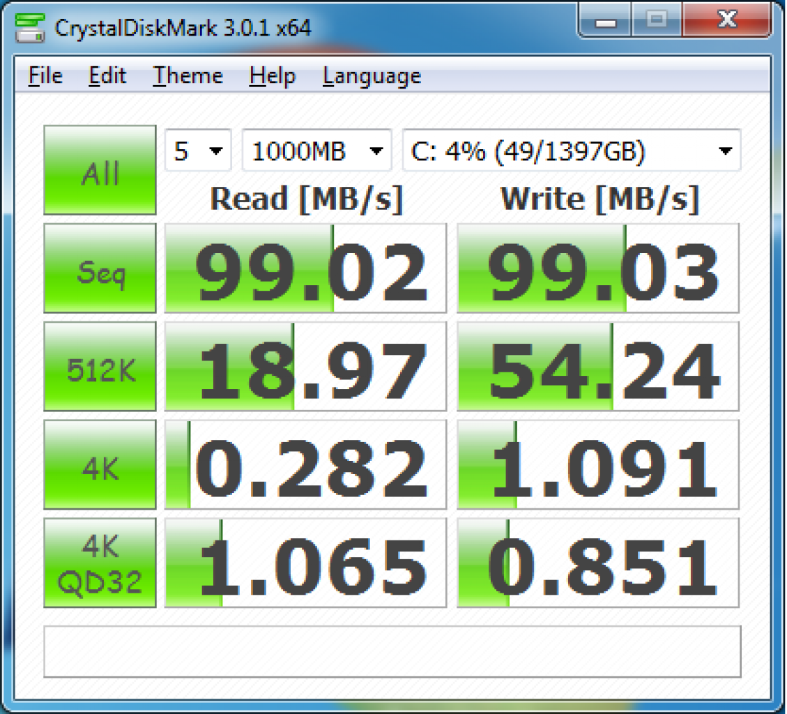 [11/01/2012] CES 2012: Corsair mit neuer SSD-Serie (3) - Crystal Disk Mark is a test that is commonly used by reviewers to test HDD or SSD performance. It runs several tests on reads and writes. Below you can see the improvement from the Accelerator SSD Cache.