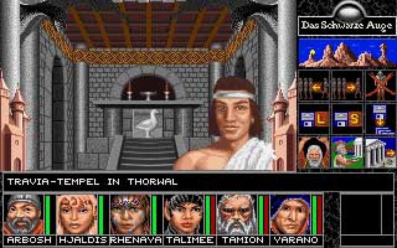 [28/01/2012] Das schwarze Auge (1992): Die ersten Umsetzung des Pen-&-Papers-Klassikers orientierte sich eng an die Vorlage von Ulrich Kiesow. Der Beginn der Nordlandtrilogie war durch sein ausgefeiltes Fertigkeitssystem vor allem für Veteranen des Rollenspieles gedacht.