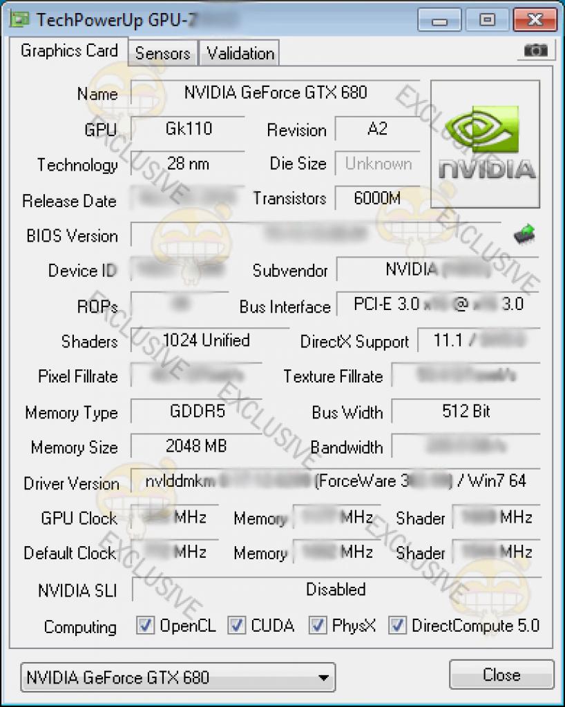 [28/01/2012] GTX 680: GPU-Z-Screenshot spricht von doppelter Kern- und Transistor-Anzahl gegenüber Vorgänger