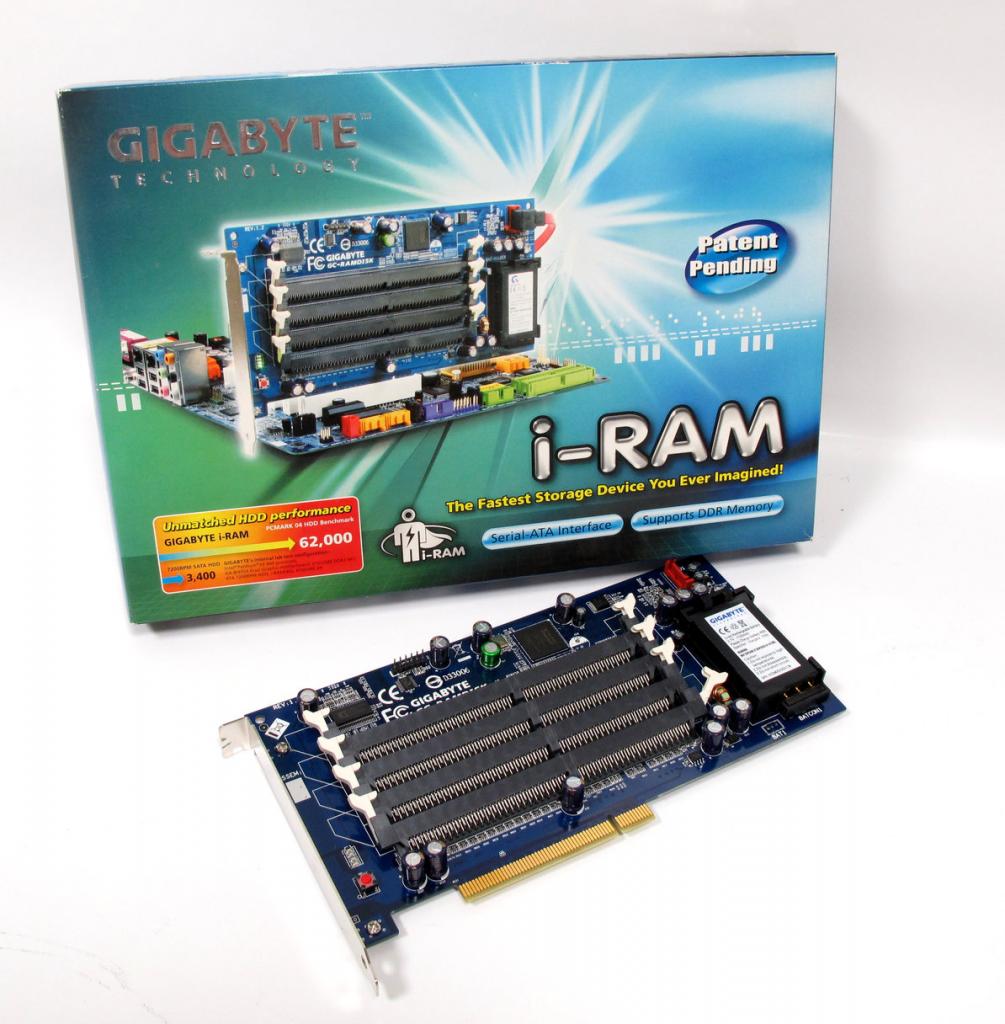 [09/02/2012] Alternative: DRAM plus konstante Spannungsversorgung und aus einer RAM-Disk wird ein Solid-State-Laufwerk, hier: Gigabyte i-RAM