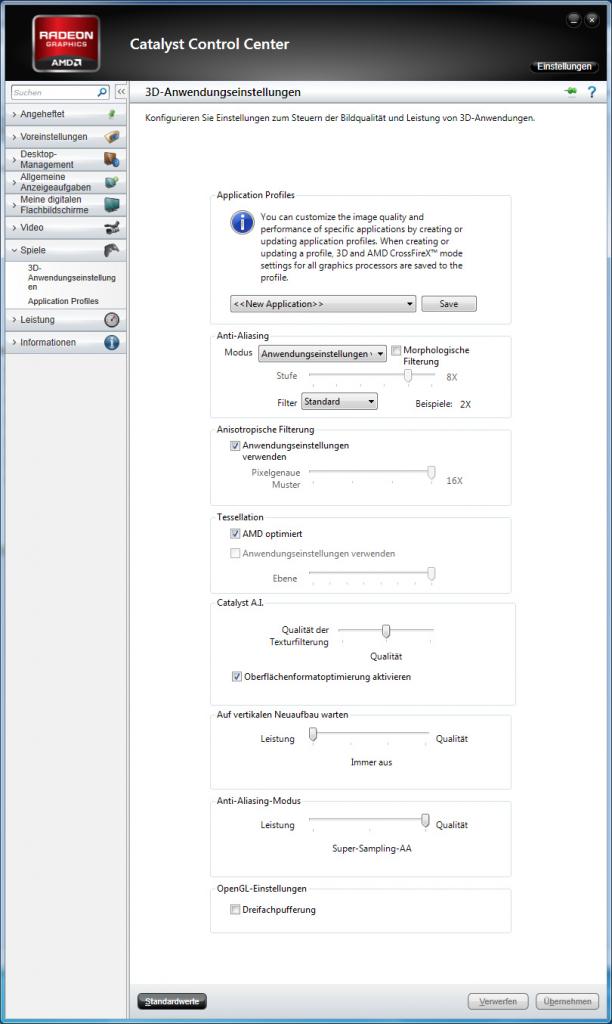 [28/02/2012] Supersample-AA unter DirectX 10/11: AMD erhörte den Wunsch vieler Spieler und bietet das Feature nun im Treiber an - in Kürze auch mit automatischer LOD-Anpassung (siehe kommende PCGH 04/2012). 2012 mausert sich damit zum Jahr der Bildqualität. Wir sind gespannt, wann beziehungsweise ob Nvidia nachzieht.