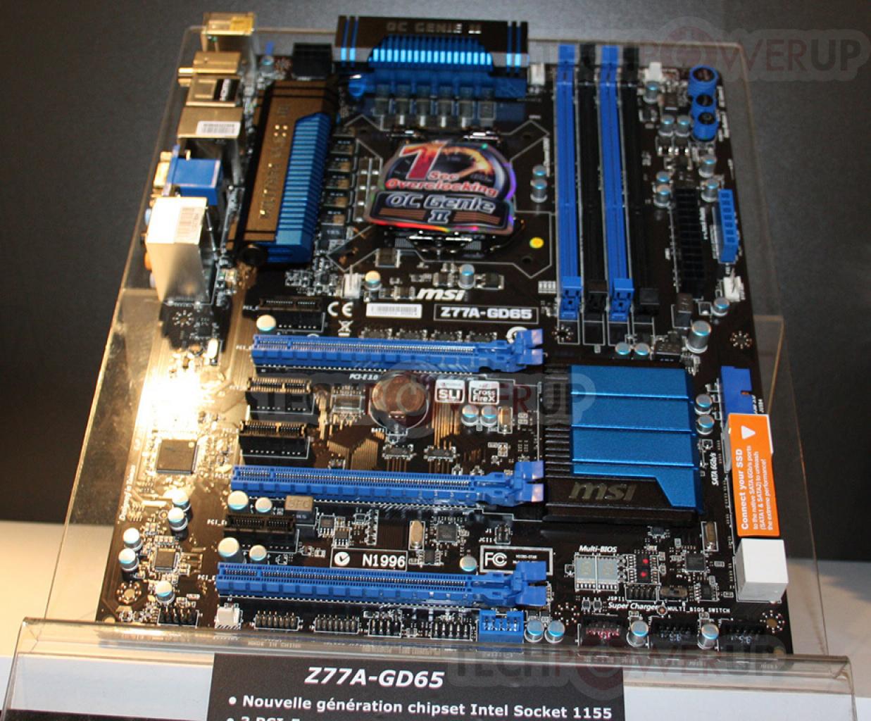 [02/02/2012] Serienmodell des MSI Z77A-GD65 auf der IT Partners Show gesichtet.