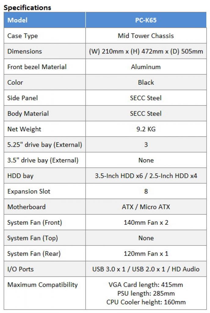 [29/02/2012] Lancool mit neuen Midi-Tower PC-K65 im aufgeräumten Design (1)