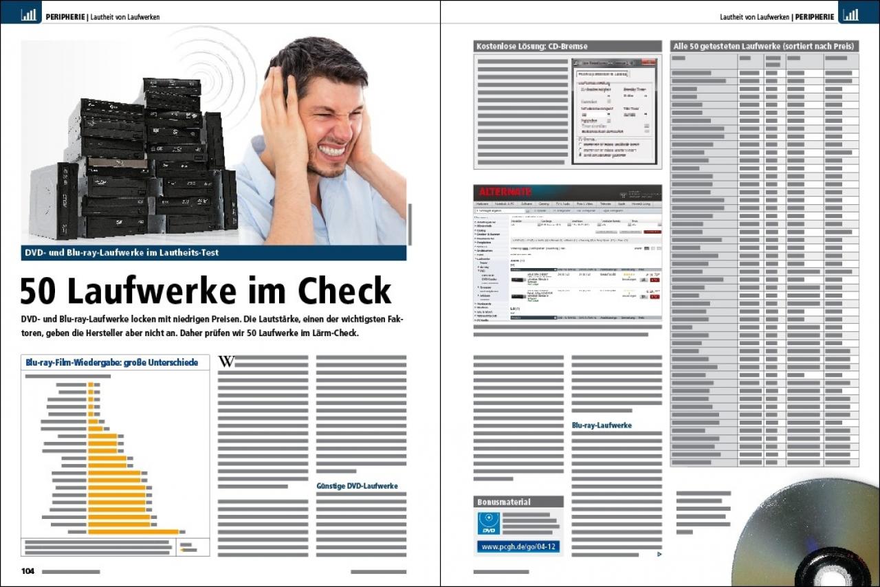 [02/03/2012] PC Games Hardware 04/2012: 50 Laufwerke im Lautheits-Check