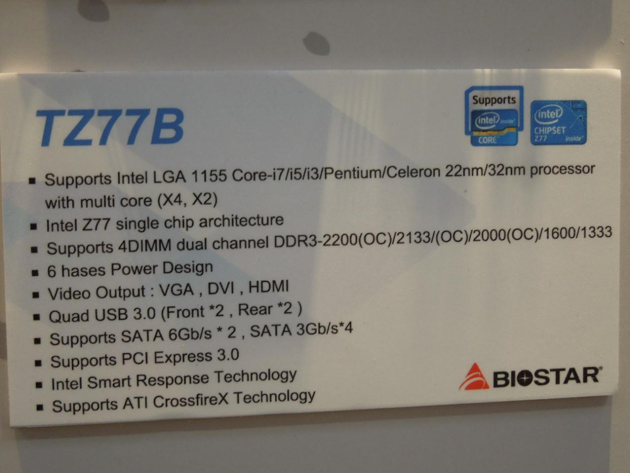 [05/03/2012] Biostar TZ77B (das TZ75B verwendet das gleiche Layout in Kombination mit dem Intel Z75 Chipsatz)