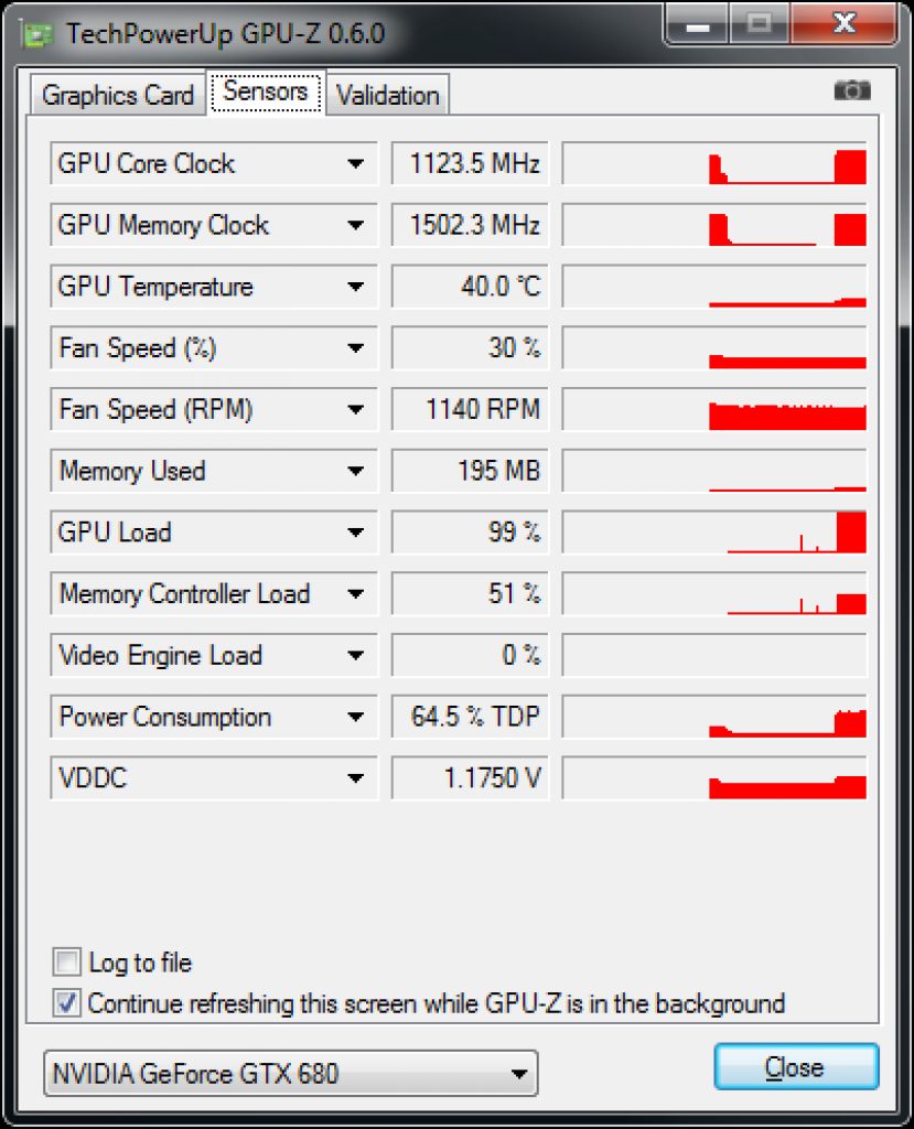 [22/03/2012] GPU-z Sensoren Geforce GTX 680 unter Spielelast (max. Takte)