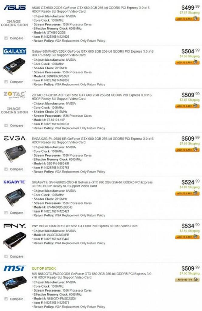 [22/03/2012] Drei neue Geforce GTX 680 von EVGA, PNY und Galaxy aufgetaucht (1)
