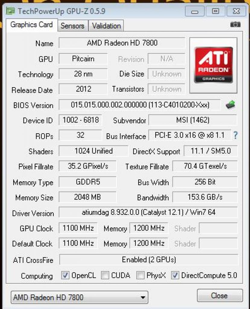 [05/03/2012] MSI R7870 Hawk: 1.100/2.400 MHz ab Werk (1.000/2.400 = Referenz)