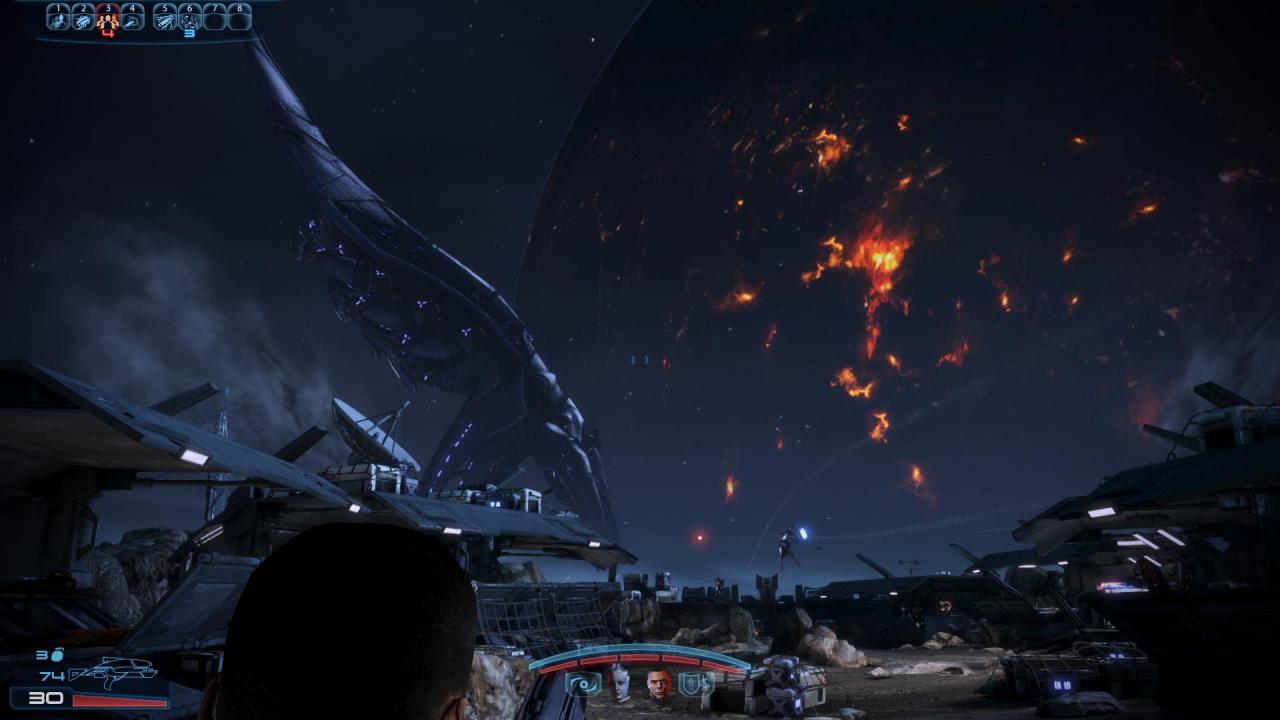[15/03/2012] Action: Es ist nicht wenig verwunderlich, dass Mass Effect 3 um einiges mehr Action bietet als seine Vorgänger. Immerhin kämpft die ganze Galaxie um ihr Überleben, was die Schlachten größer macht und schöne Aussichten wie diese ermöglichen.