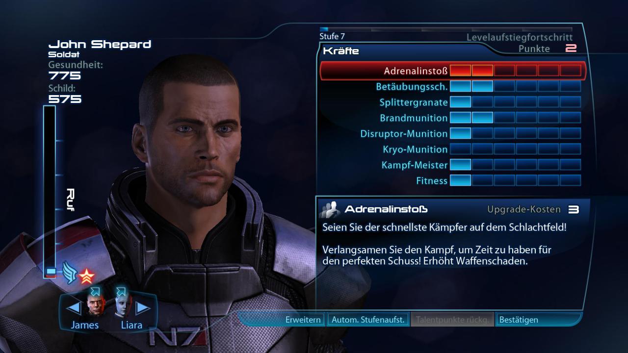 [15/03/2012] RPG-Elemente: Das Fähigkeitensystem wurde im Vergleich zum ersten Teil deutlich abgespeckt. Schon in Mass Efect 2 hatten die Spieler hier mit einigen Einschnitten zu kämpfen, nun können Sie eigentlich nur noch Ihre Fähigkeiten für den Kampf verbessern.