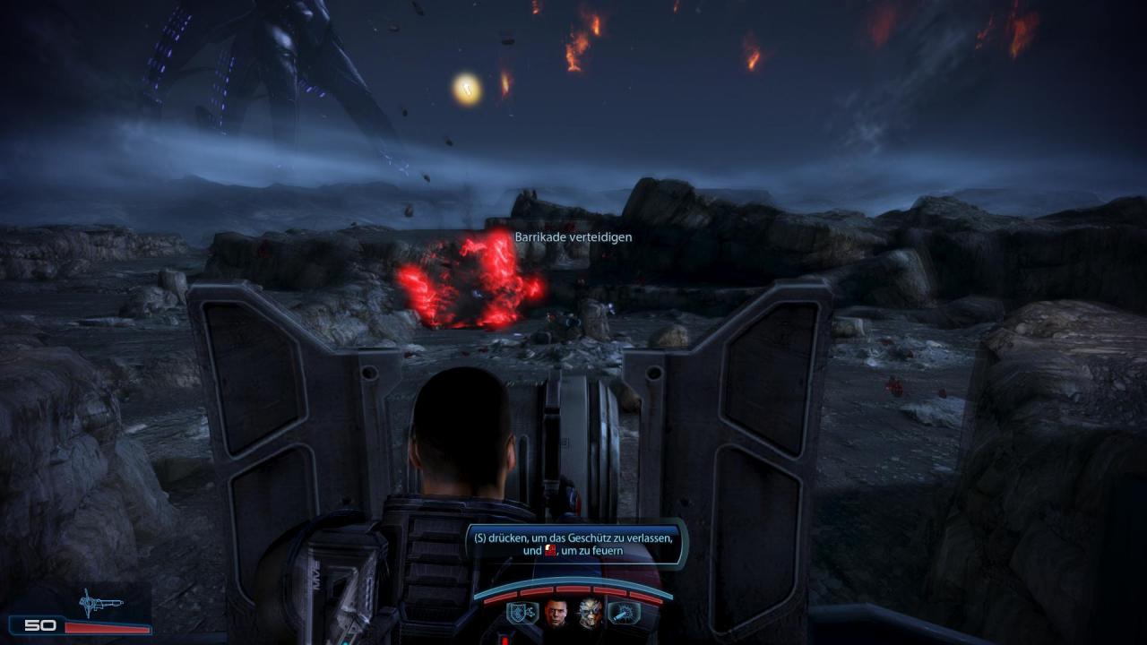 [15/03/2012] Action: In einigen Missionen gibt es nun Abwechslung vom normalen 3rd-Person-Shooter-Alltag. Hier kann Shepard ein Geschütz bedienen, mit dem die anstürmenden Aliens schnell in die Flucht geschlagen werden. 