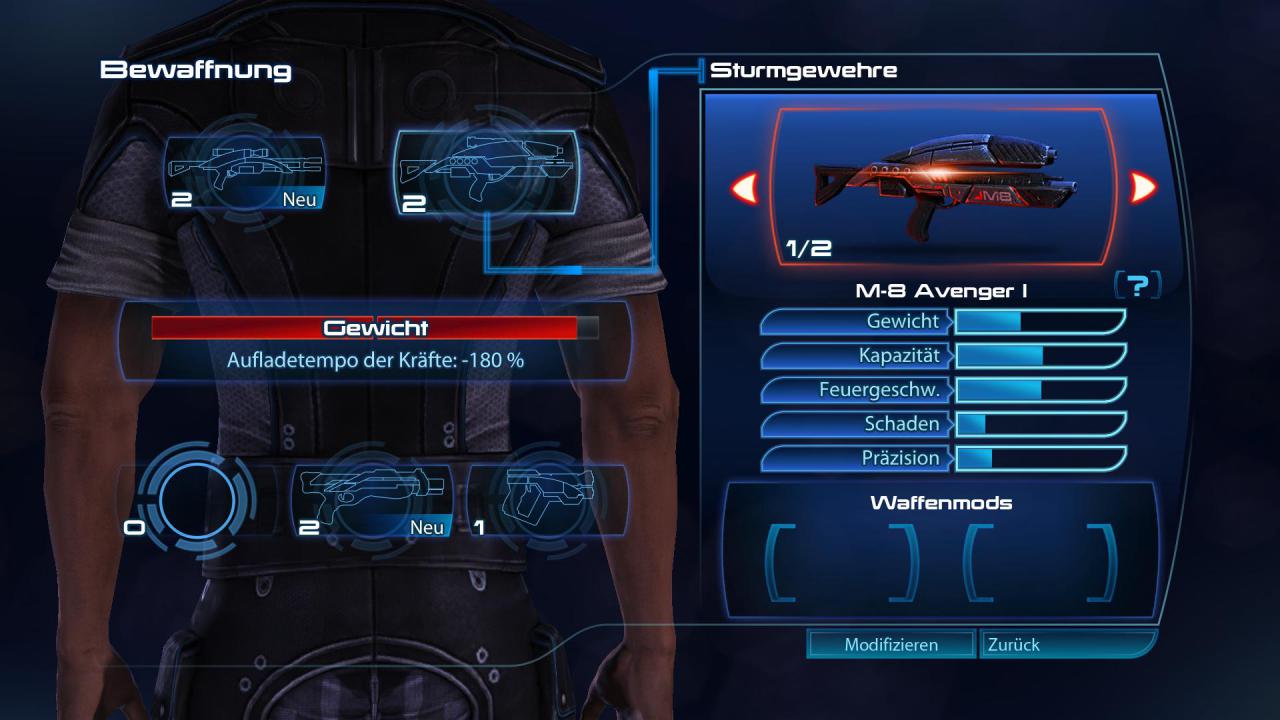 [15/03/2012] Inventar: Das Inventar wurde in Mass Effect 3 ebenfalls deutlich abgespeckt. Fünf Slots für Waffen und nur eine begrenzte Auswahl an Sturmgewehren, Shotguns oder Pistolen lassen einen echten Rollenspieler nicht gerade in Jubelstürme ausbrechen.