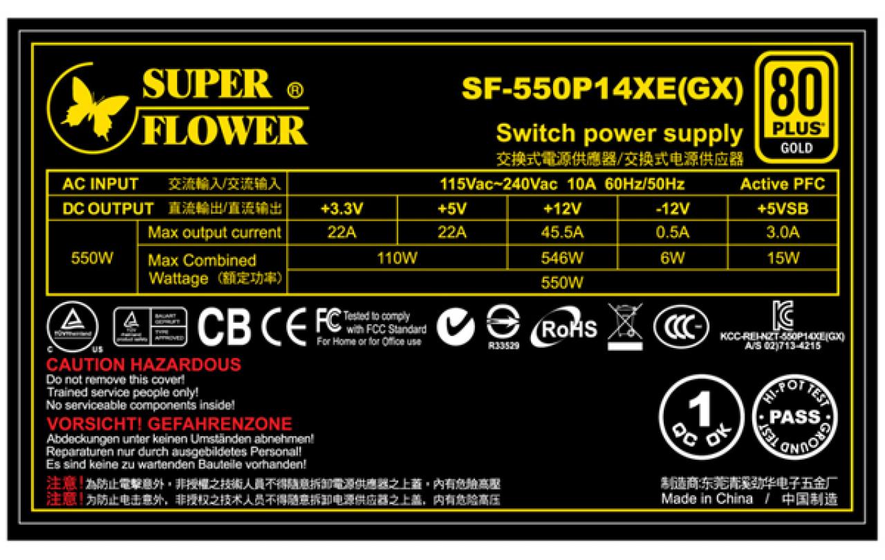 [21/03/2012] Super Flower GX550 80-Plus-Gold-Netzteil enthüllt