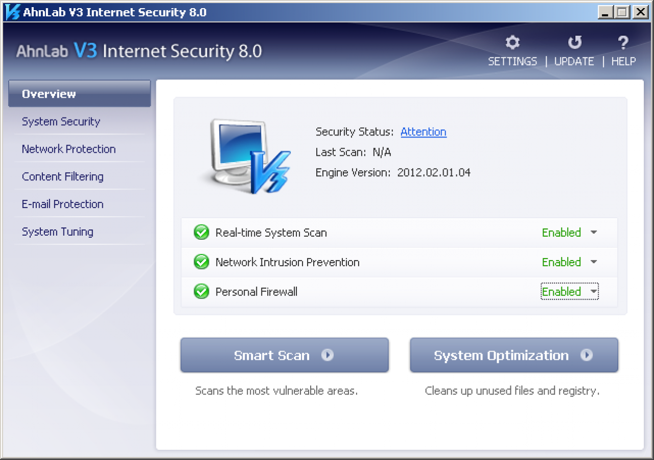 [23/03/2012] AhnLab V3 Internet Security 8.0 (www.ahnlab.com): Schutzwirkung: 2,0 Punkte; Reparaturleistung: 4,5 Punkte; Benutzbarkeit: 4,5 Punkte - Gesamt: 11,0 Punkte