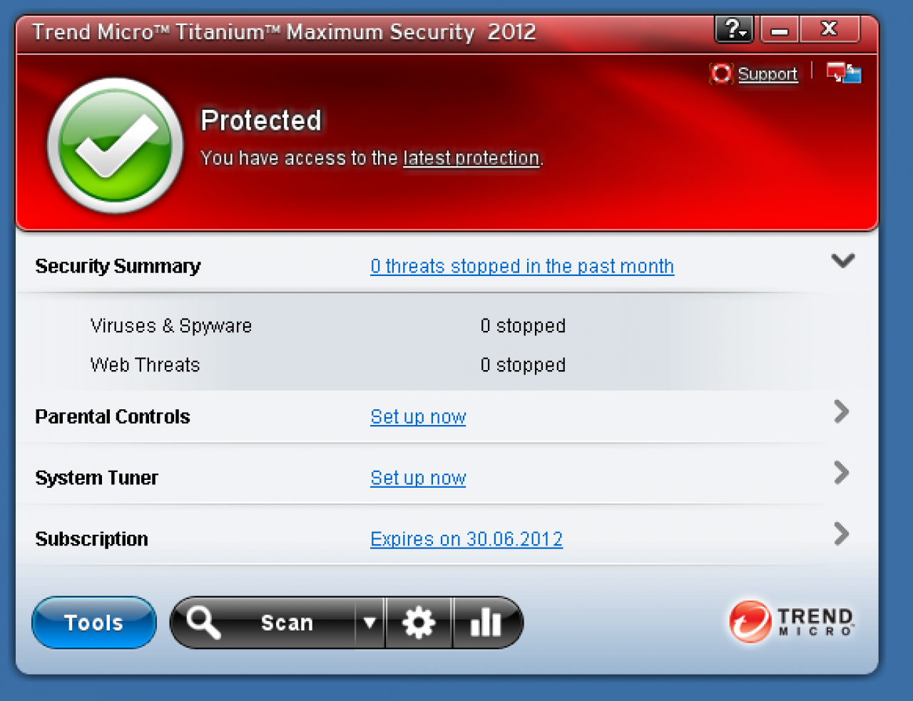 [23/03/2012] Trend Micro Titanium Maximum Security 2012 (www.trendmicro.com): Schutzwirkung: 4,5 Punkte; Reparaturleistung: 4,0 Punkte; Benutzbarkeit: 5,0 Punkte - Gesamt: 13,5 Punkte