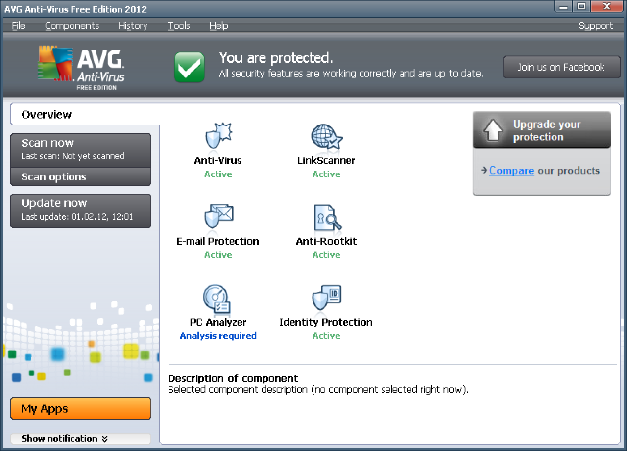 [23/03/2012] AVG Anti-Virus Free Edition 2012 (www.avg.com): Schutzwirkung: 4,5 Punkte; Reparaturleistung: 4,0 Punkte; Benutzbarkeit: 5,5 Punkte - Gesamt: 14,0 Punkte
